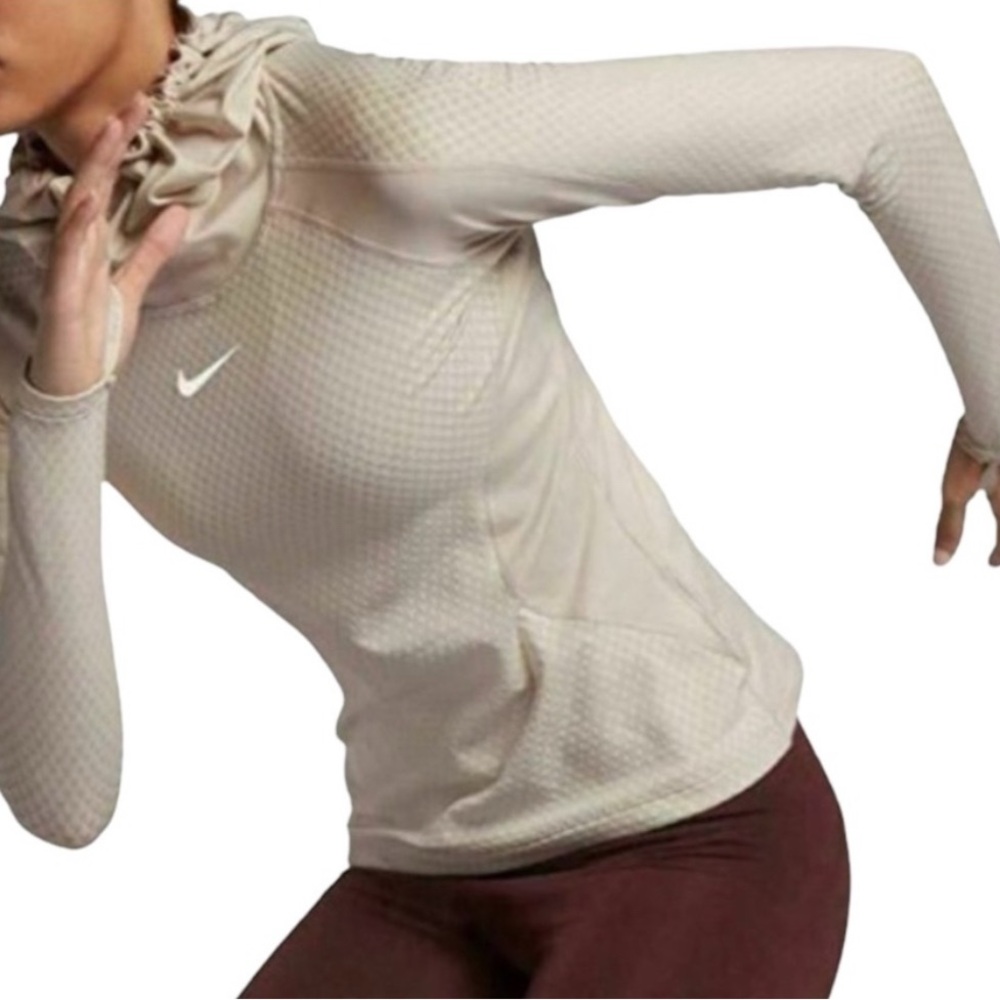 Nike Pro Cream Long Sleeve Hooded Women’s Training Hyperwarm